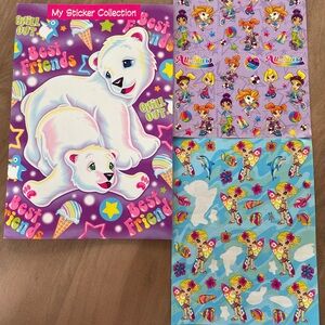 Vintage Lisa Frank My Sticker Collection book and 2 pages of stickers
